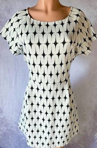 Renee C - Cream White & Black, Abstract, Mini Dress