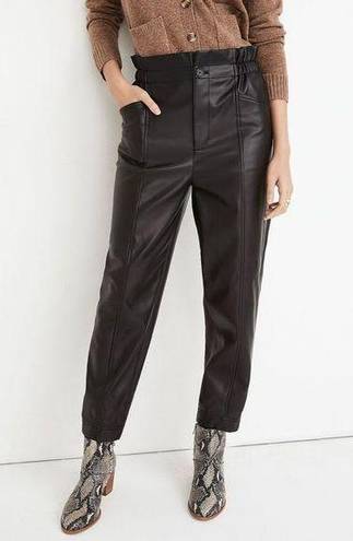 Madewell  Vegan Leather Pull-On Paperbag Pants Black Size 6