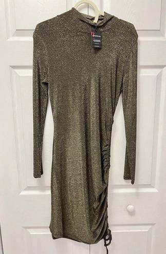 n:philanthropy  Demetra Mini Dress Metallic Gold Black Sparkle Size Large Ladies