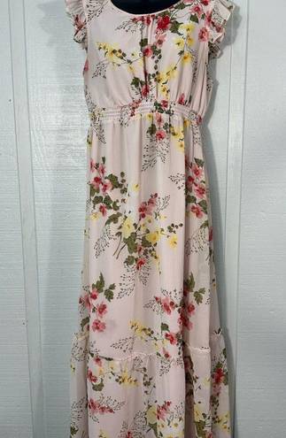 Isabel Maternity  Pink Floral Maxi Dress Size Medium EUC