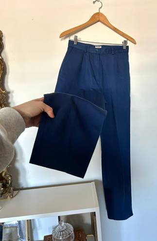 L.L.Bean Vintage High Waisted Navy Pleated Trousers 