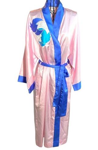 Vintage Natori Pink Colorblock Kimono Robe w/ Abstract Floral/Bird Design Size M Size M