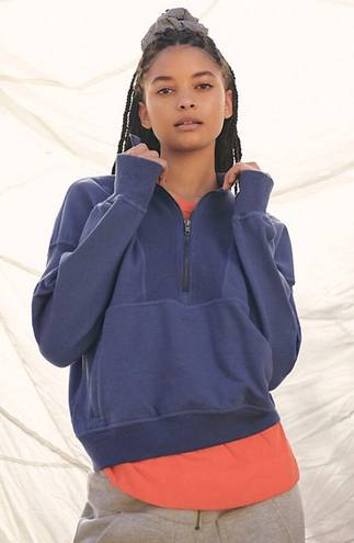 Free People Movement Adeline Moroccan Blue 1/4 Zip Pullover Sweatshirt