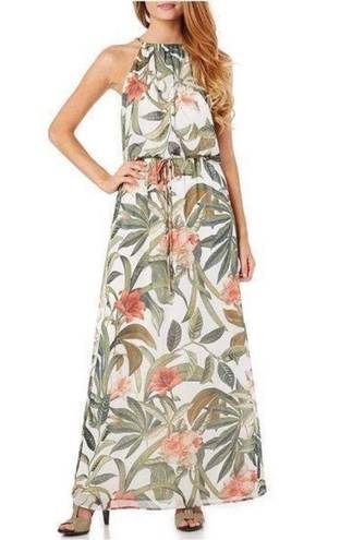 Connected Apparel Tropical Halter Maxi Dress