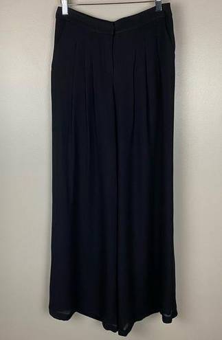 Carolina Herrera  Women Black 100% silk Crepe Wide leg Trouser Pants size 4