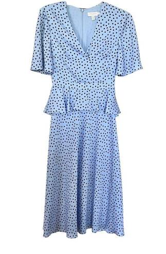 Ted Baker  MABBEL DOTTY PEPLUM Polka Dot DRESS, BLUE/BLACK DOT size 0/US 2