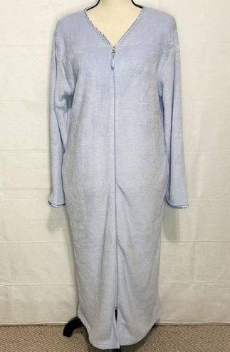 Oscar de la Renta  Ladies S/M Baby Blue Plush Full Zip Lg Sleeve Robe Housecoat