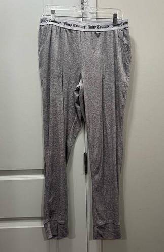 Juicy Couture  Gray Velour Logo Band Track Pants Size Large