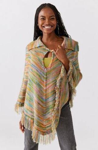 Urban Outfitters  Tana Marled Rainbow Knit Cape Poncho