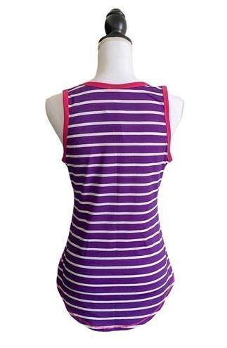 LuLaRoe  Tank Top Pink Purple & White Multi Stripe Print Women’s US Size Medium