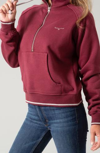 Kimes Ranch Malta Cropped Quarter Zip Sweatshirt in Wine