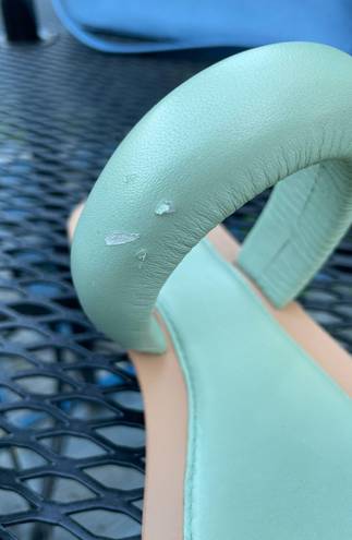 Pilcro Anthropologie NWOT  Mint Pistachio Double Puff Strap Flat Slide Sandal Women's US 8 SlipOn Puffy band padded