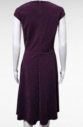 Scarlett  Sangria Lurex Jersey Knit Embellished Collar Fit & Flare Dress Size 14