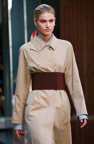 Burberry  Runway Corset-Belt Gabardine Trench Coat