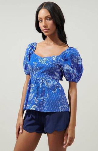 Sugar Lips  AMAYA MIXED PRINT CIRUS BACK TIE PEPLUM TOP RETAIL $79 SIZE MEDIUM