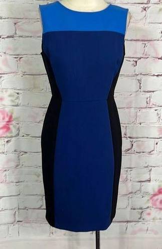 Loft  sleeveless blue black color block business professional office work dress s