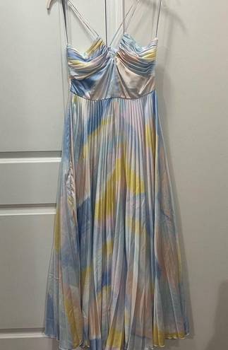 Monique Lhuillier ML  Multicolored Swirl Satin Gown Size 6 US $645