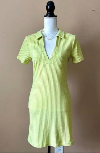 West of Melrose  | Yellow Ribbed Body Con Mini Dress Sz L