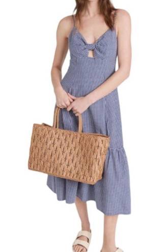 Rails  NWT Maeve Navy Lilac Gingham Organic Cotton Tencel Midi Strappy Dress L