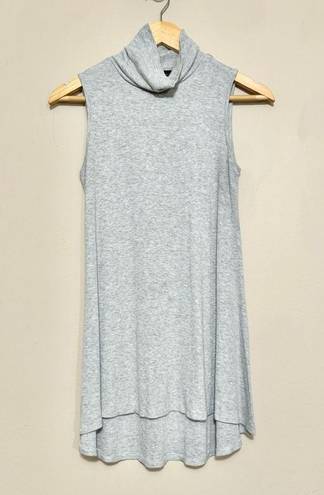 Joan Vass  Ribbed Swing Mock Neck Sleeveless Tank Top Gray Small