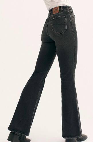 Lee x Free People High Rise Flare In Washed Black Size 27