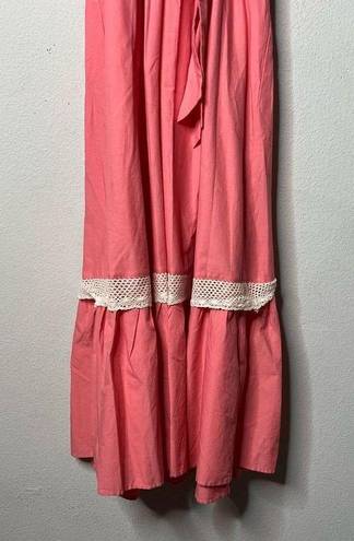 Hunter Bell NEW  Dress Puff Sleeve Lace Trim Bowen Quilted Pink Midi Dress Sz XS