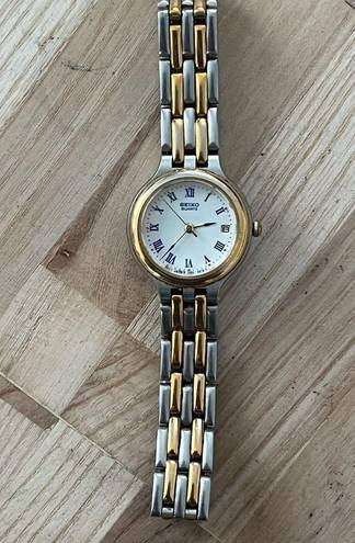 Seiko  Ladies Watch Vintage Round White Dial Two Tone Bracelet Date Window