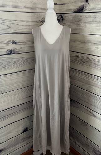 James Perse Grey Twist Back V Neck Midi Length Dress