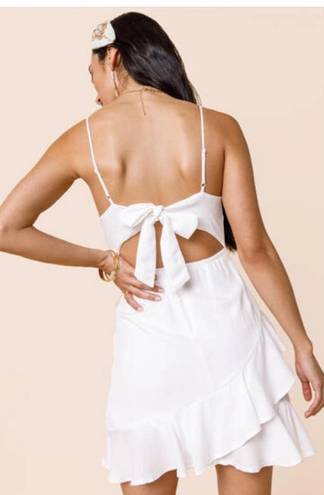 Francesca's White Asymmetrical Ruffle Dress