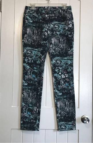 W By Worth Jeans Grey Aquamarine Petunia Print Size 2