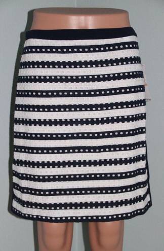 Tommy Hilfiger NWT Women's  Navy Blue & White Striped Eyelet Pencil Skirt Sz 2