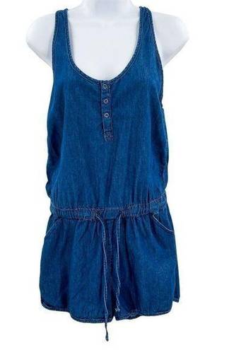 Nordstrom Indigo Rein Blue Jean Denim Chambray Shorts Sleeveless Romper Medium