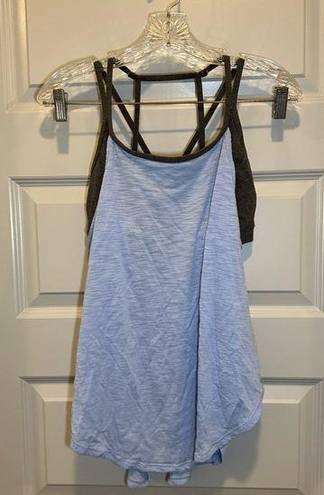 Xersion  Blue/Grey Built In Bra Fitted Active Tank size M