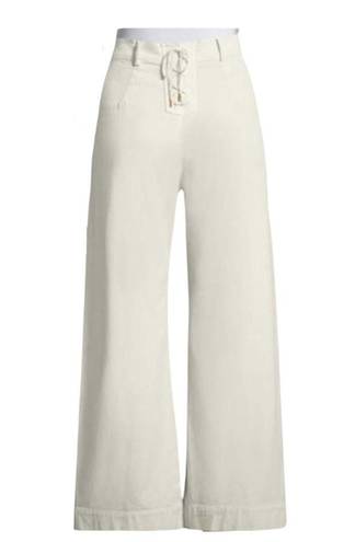 ALC Frank A.L.C. Flynn Off-White High-Waisted Wide Leg Lace-Up Pants Size 10