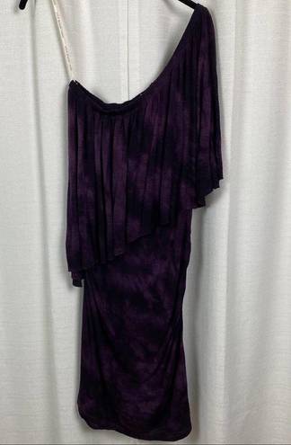 Young Fabulous and Broke  YFB Purple Watercolor One Shoulder Ruched Mini Dress Sz.M