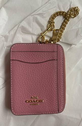 Coach NWT  ZIP LEATHER CARD CASE/ MINI WALLET/ WRISTLET 6303 IM/TRUE PINK