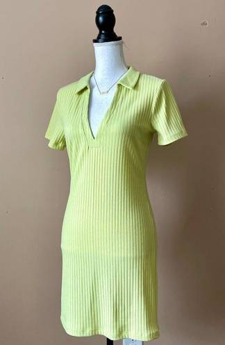 West of Melrose  | Yellow Ribbed Body Con Mini Dress Sz L
