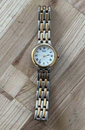 Seiko  Ladies Watch Vintage Round White Dial Two Tone Bracelet Date Window