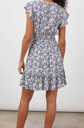 Rails  Tara Dress Navy White Texture Floral Size Small V Neck Spring Summer