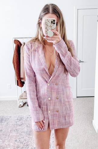 L'Academie Revolve Pink Tweed Blazer Mini Dress 