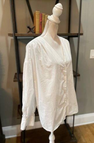 Jason Wu  Collective Collarless Button Down Top White Womens Size XL