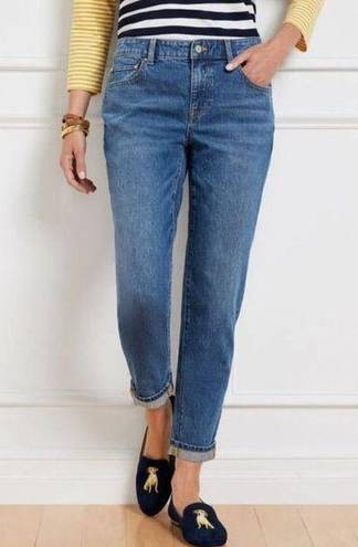 Talbots  Flawless Five Pocket Boyfriend Jeans Mid Rise Size 4 Petite Medium Wash