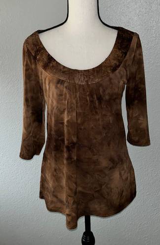 Brooks Bobbie  Brown Tie Dye Sequin Detail Fall Top Size Medium