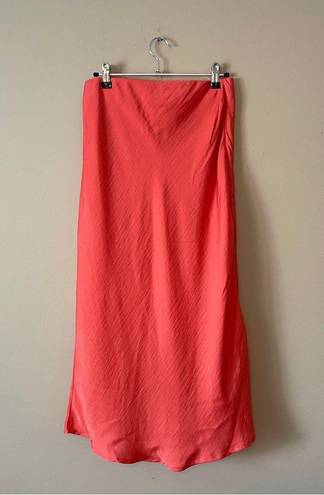 A New Day  | Coral Satin Midi Slip Skirt Sz XS