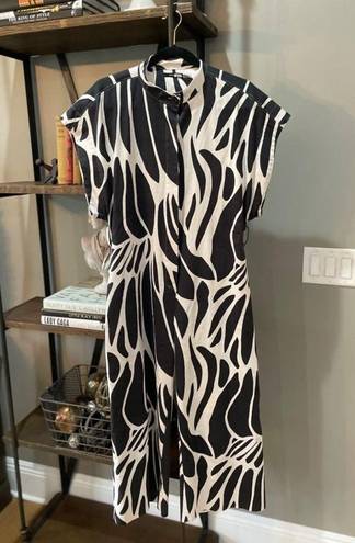 Natori  Nagashi Cropped Jumpsuit Abstract Butterfly Black White Womens Medium