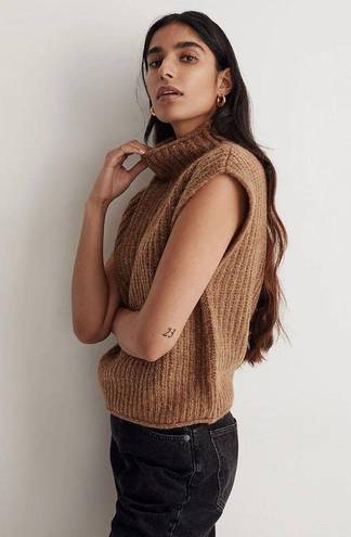 Madewell NEW  Stimpson Sweater Vest Chunky Wool Blend Mock Neck Brown Women's S