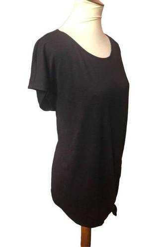 Max Studio  black scoop neck long asymmetrical tunic that can be tied on the side