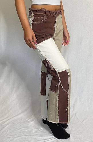 Jaded London Brown Patchwork Jeans