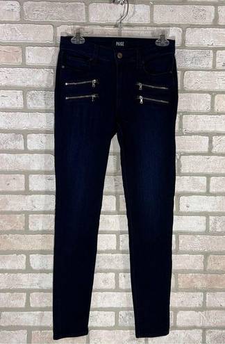 Paige  Transcend Edgemont Moto Skinny Jeans in Cinema No Whiskers Wash Size 26