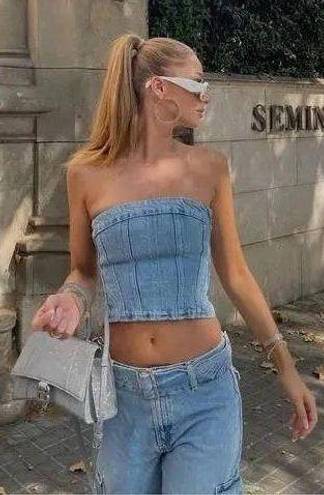 ZARA Denim Corset Top